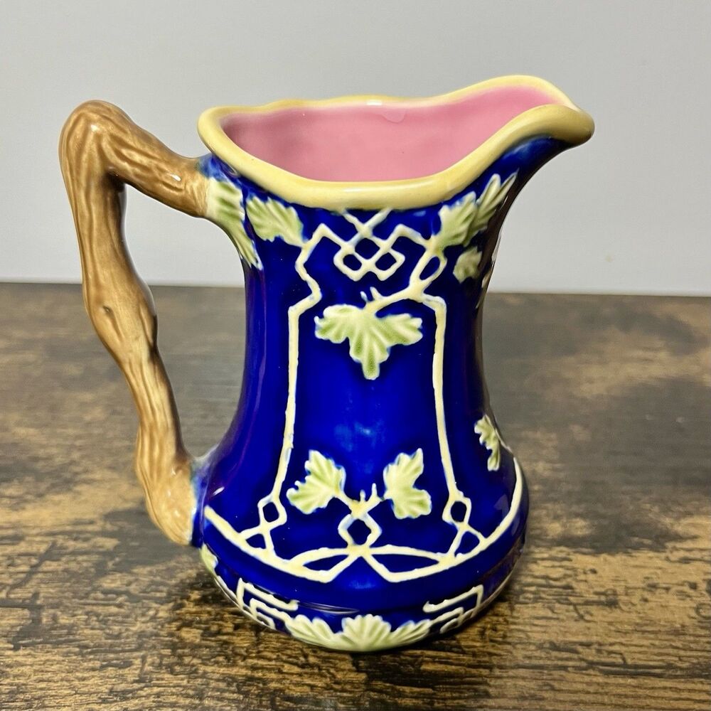 Vintage Jay Willfred Andrea by Sadek Green Vine Creamer Mini Pitcher 1980s